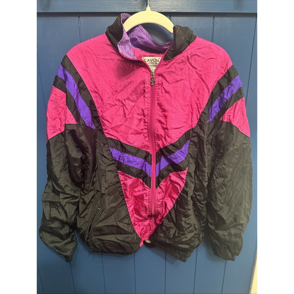 Vintage Lavon By Cheerful Corp Jacket M Color Block Jacket Pink Purple Black